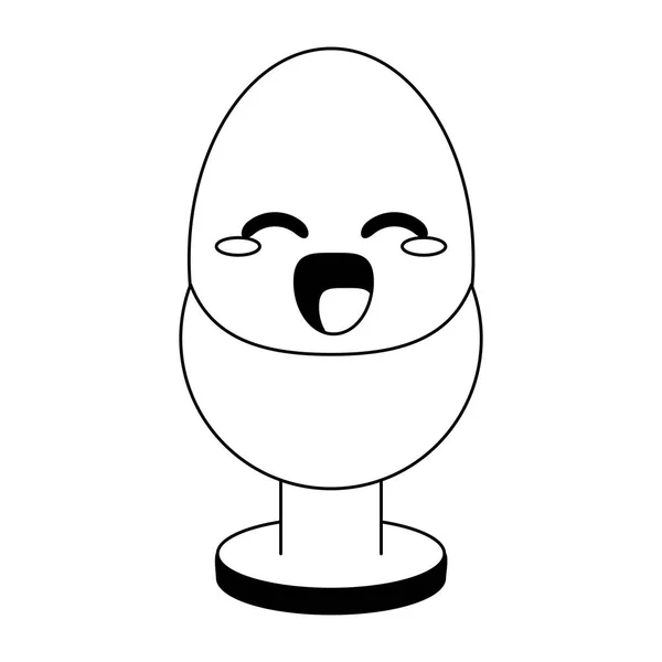 鸡蛋持有人厨房用具 kawaii 卡通在黑色和白色 — 图库矢量图片