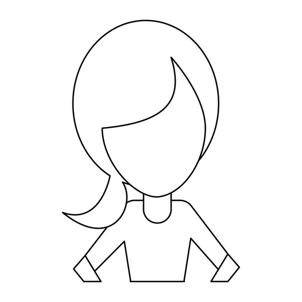 Vrouw gezichtsloze avatar cartoon in zwart-wit — Stockvector