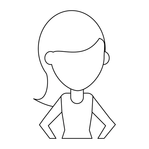 Dibujos animados de avatar sin rostro de mujer en blanco y negro — Vector de stock