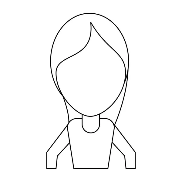 Dibujos animados de avatar sin rostro de mujer en blanco y negro — Vector de stock