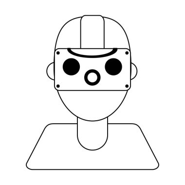 Siyah beyaz sanal gerçeklik gözlüklü adam