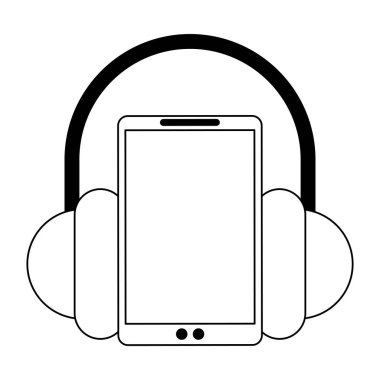 müzik kulaklık siyah ve beyaz ile Smartphone