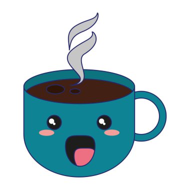 Sıcak kahve Kupası sembolü kawaii çizgi film