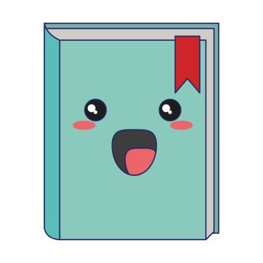 İzole karikatür gülümseyen Kawaii kitap