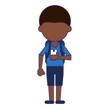 Smartphone avatar çizgi film kullanan adam