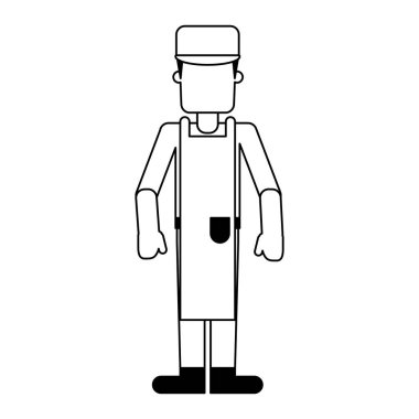 Kasap profesyonel çalışan avatar siyah beyaz