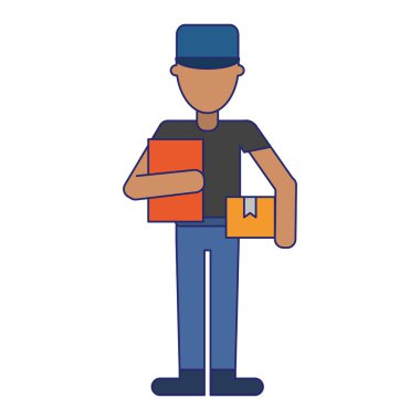 Kurye kutuları profesyonel çalışan avatar ile