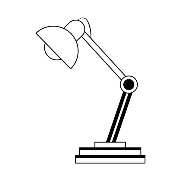 Symbole lampe de bureau en noir et blanc — Image vectorielle