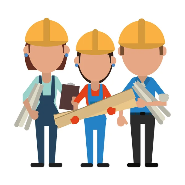 Trabalhadores da construção avatares — Vetor de Stock