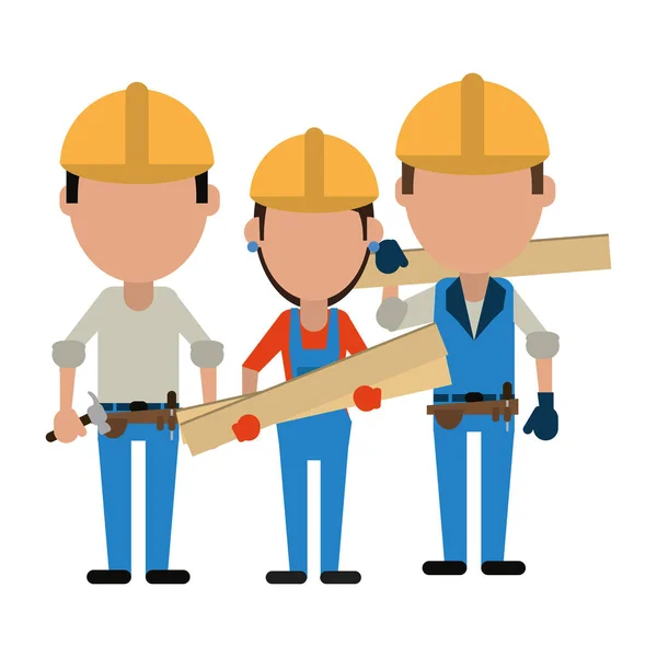 Trabalhadores da construção avatares — Vetor de Stock