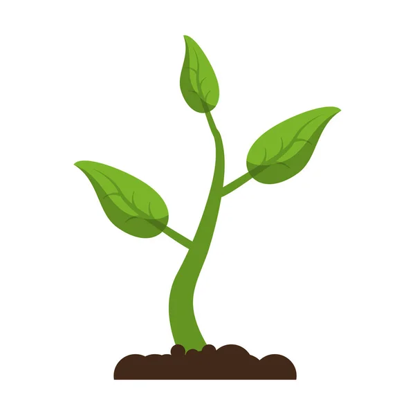 Plant growing in ground gardening symbol — Stock Vector