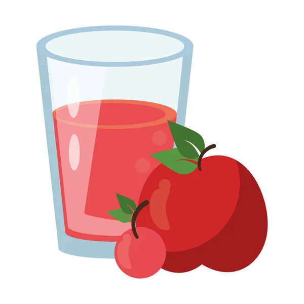 Tasse de smoothie au jus de pomme et cerise — Image vectorielle