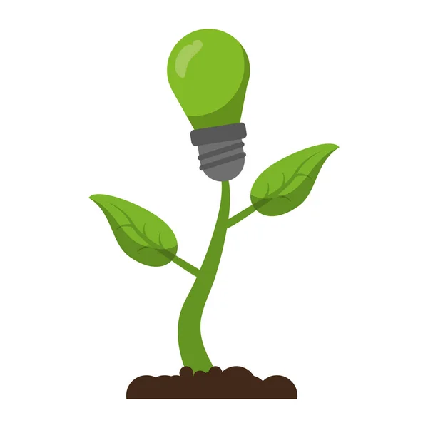 Planta de luz ecológica bombilla de energía — Vector de stock