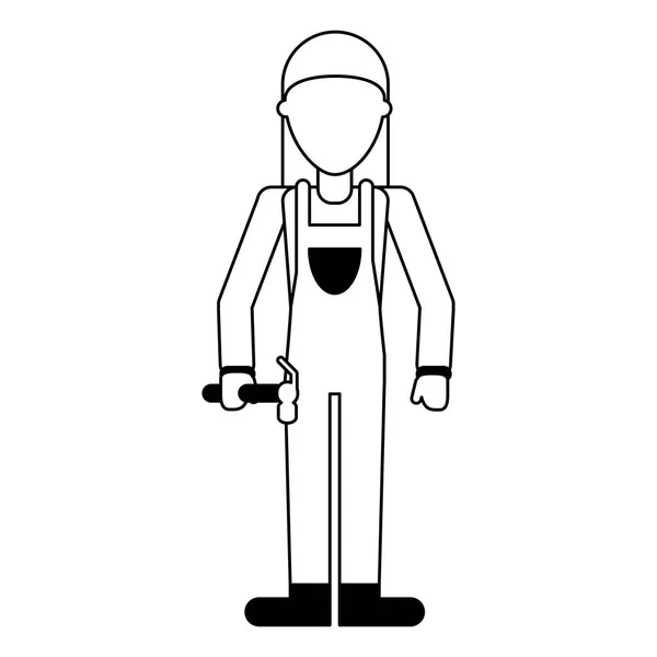Trabajador de la construcción avatar en blanco y negro — Archivo Imágenes Vectoriales