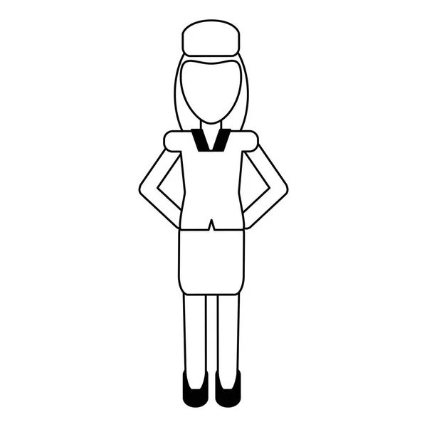 Stewardness professionella arbetare avatar i svart och vitt — Stock vektor