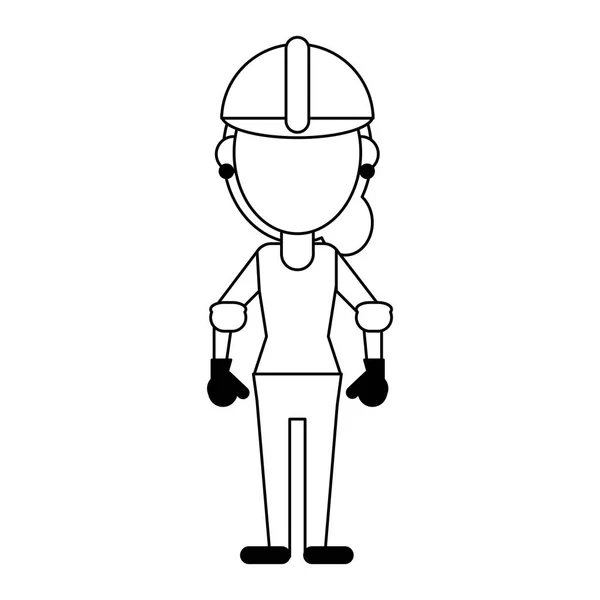 Trabalhador da construção avatar em preto e branco — Vetor de Stock