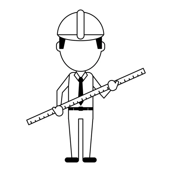 Κατασκευή εργαζόμενος avatar σε μαύρο και άσπρο — Διανυσματικό Αρχείο