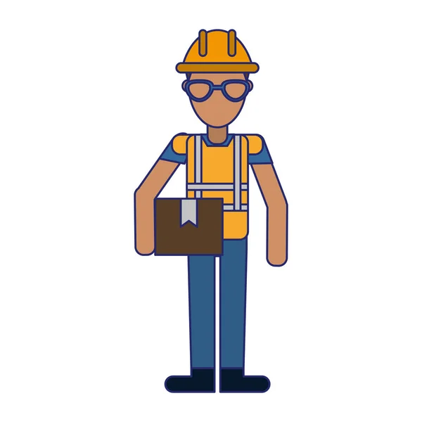 Construction worker avatar — Stock Vector