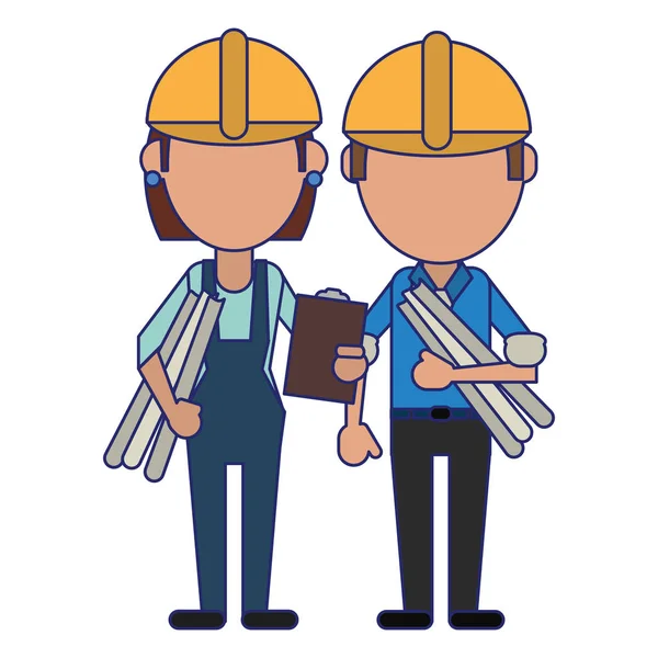 Trabalhadores da construção avatares —  Vetores de Stock