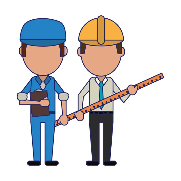Építőipari munkavállalók avatarok — Stock Vector