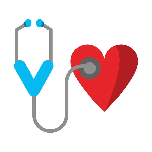 Estetoscópio e símbolo médico do coração — Vetor de Stock