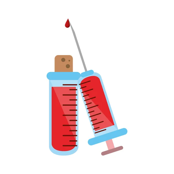 血液注射器和试管 — 图库矢量图片