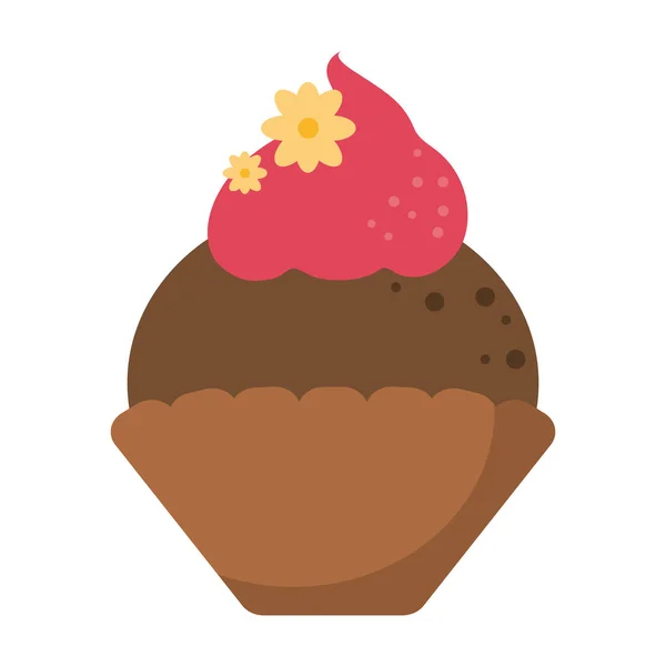Cupcake Dessert mit Blütenblättern — Stockvektor