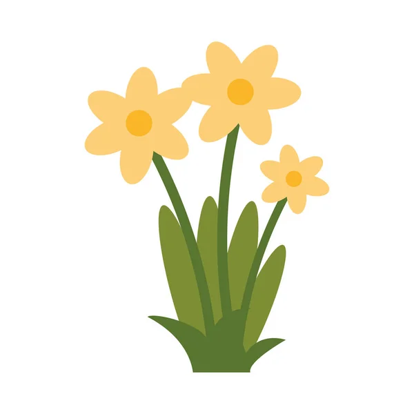 Flores con hojas de dibujos animados — Vector de stock