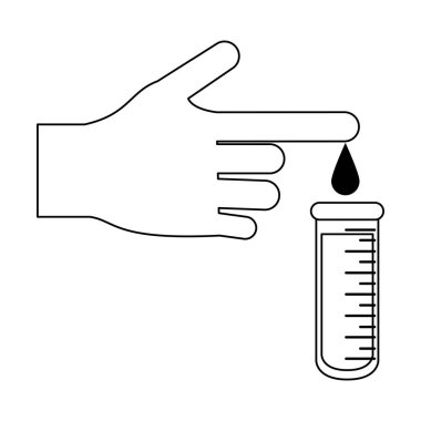 test tüpü içinde siyah ve beyaz kan bırakarak el