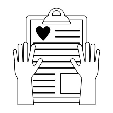 tıbbi Pano belge siyah beyaz holding eller