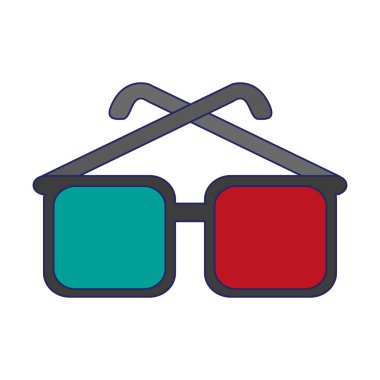 3D Sinema izole mavi çizgiler gözlük