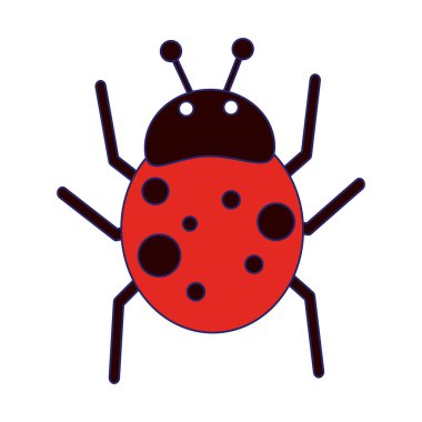 Uğur böceği böcek karikatür izole mavi çizgiler