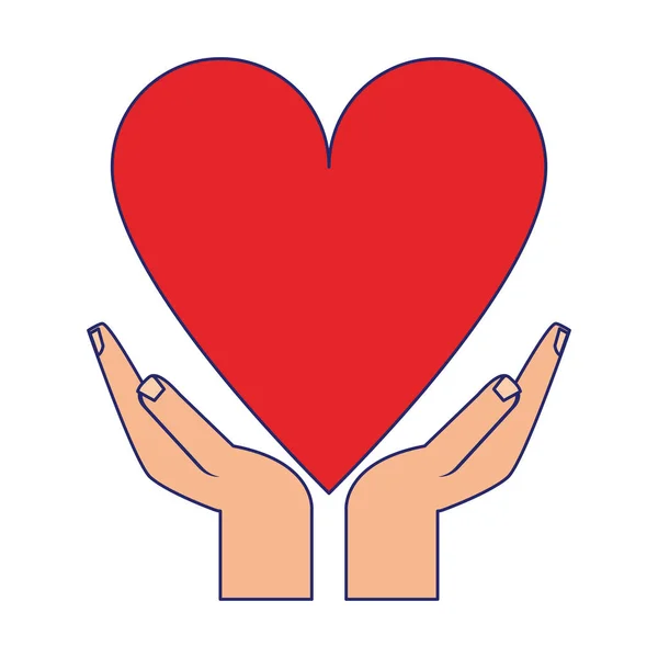 Hands protecting heart symbol — Stock Vector