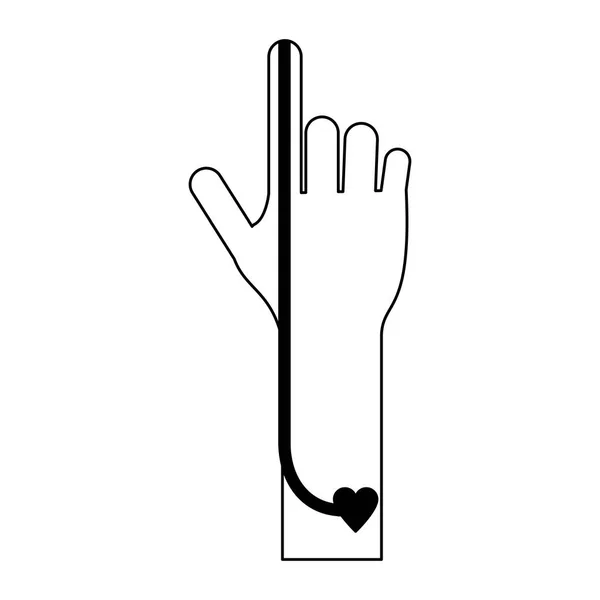 Χέρι μεταφορά αίματος σύμβολο σε μαύρο και άσπρο — Διανυσματικό Αρχείο