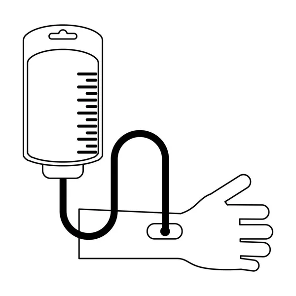 血袋转移到手臂在黑色和白色 — 图库矢量图片