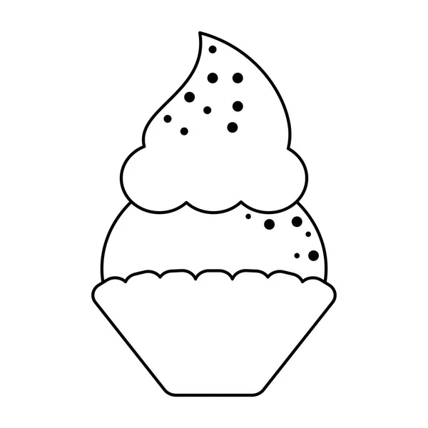 Heerlijke cupcake dessert in zwart-wit — Stockvector