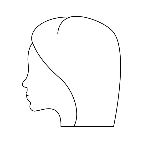 Woman head silhouette cartoon in black and white — Stock Vector