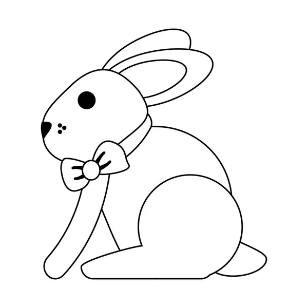 Lindo conejo de dibujos animados en blanco y negro — Archivo Imágenes Vectoriales