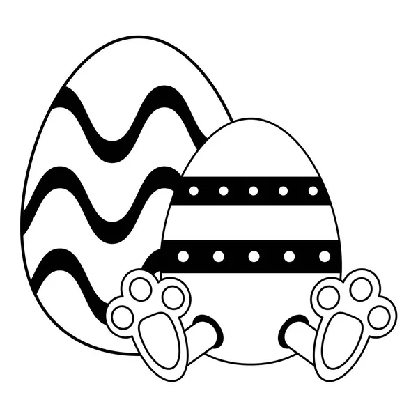 Easter egg cartoon in black and white — Stock Vector