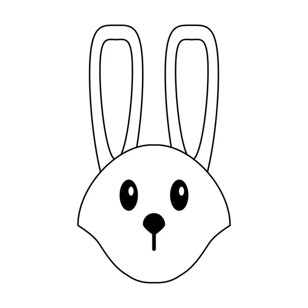 Lindo conejo de dibujos animados en blanco y negro — Vector de stock