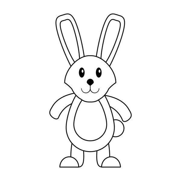 Cute rabbit cartoon in black and white — Stock Vector