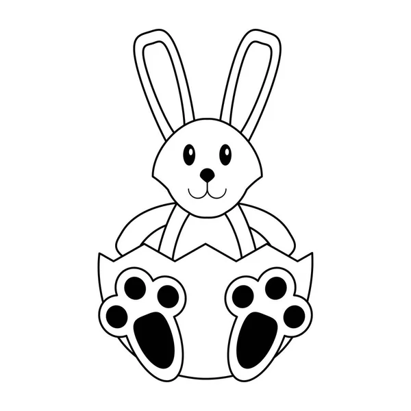 Dibujos animados de huevo de Pascua en blanco y negro — Vector de stock