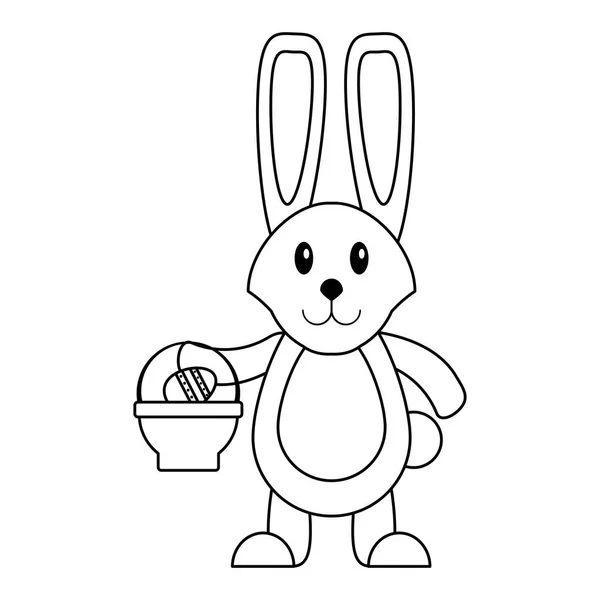 Dibujos animados lindo día de Pascua en blanco y negro — Vector de stock