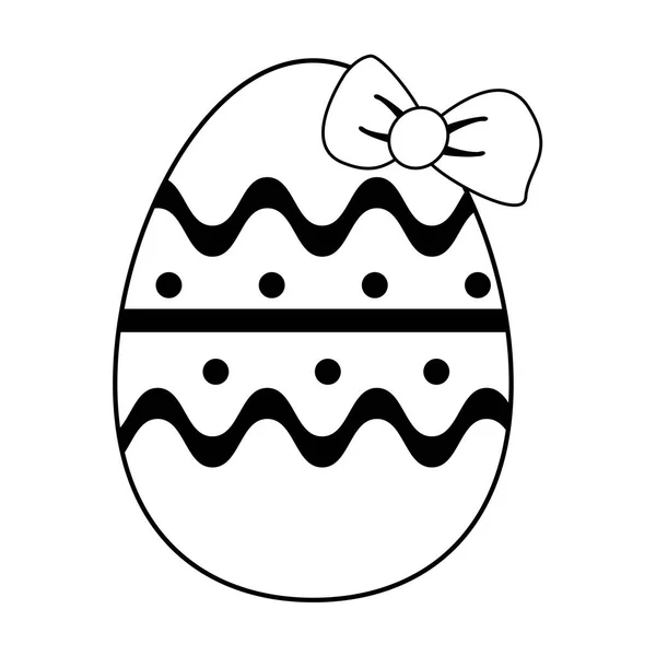 Oeuf de Pâques dessin animé en noir et blanc — Image vectorielle