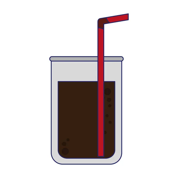 Soda cup with straw cartoon blue lines - Stok Vektor