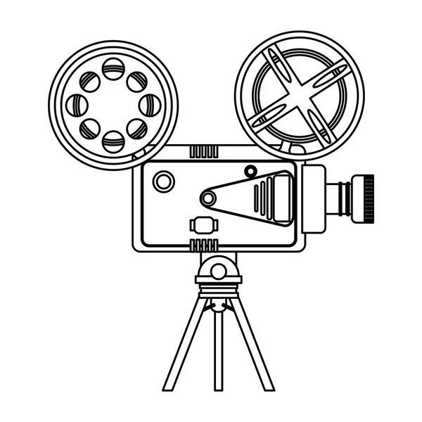 Professionell filmkamera i svart och vitt — Stock vektor
