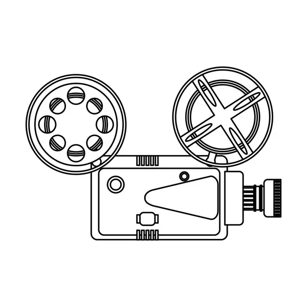 Movie professional camera in black and white — Stock Vector