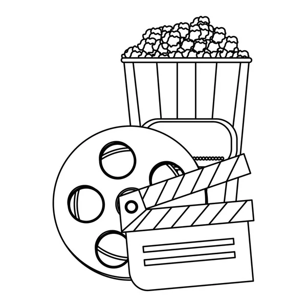Черно-белые элементы кино и кино — стоковый вектор
