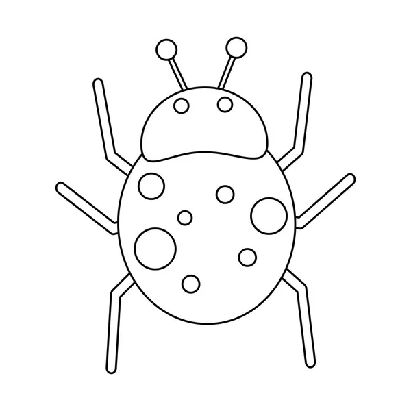 Сонечко комахи мультфільм ізольовані в чорно-білому — стоковий вектор