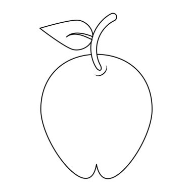 elma meyve sembol siyah beyaz izole